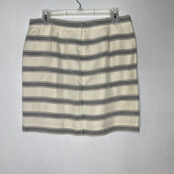 J Crew Striped Linen Silk Pencil Skirt Women's Size 8 Classic Fit - Picture 10 of 11